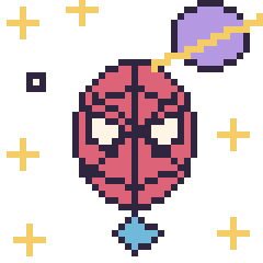 Pixel art Spider-Man dans l’espace, grille 40 × 40