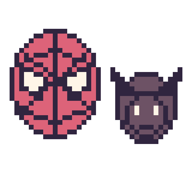 Modèle de pixel art Spider-Man et Black Panther mini sur une grille de 40 par 40 cases