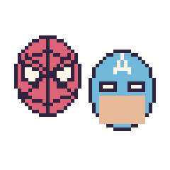 Pixel art Spider-Man et Captain America, grille 48 × 48