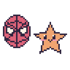 Pixel art Spider-Man et Étoile de mer, grille 48 × 48
