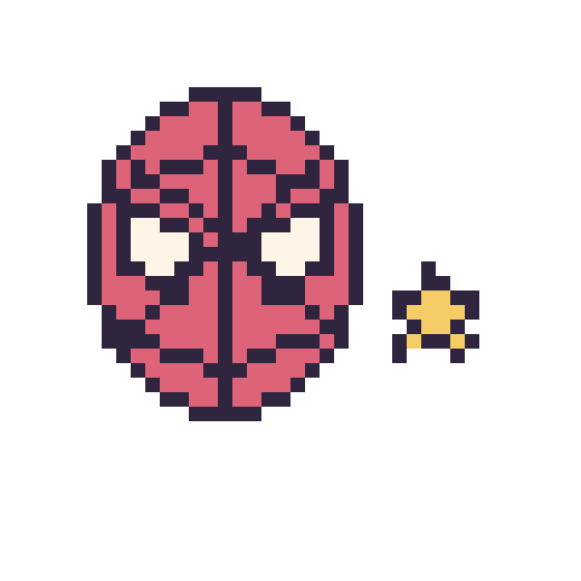 Modèle de pixel art Spider-Man et Étoile mini sur une grille de 40 par 40 cases