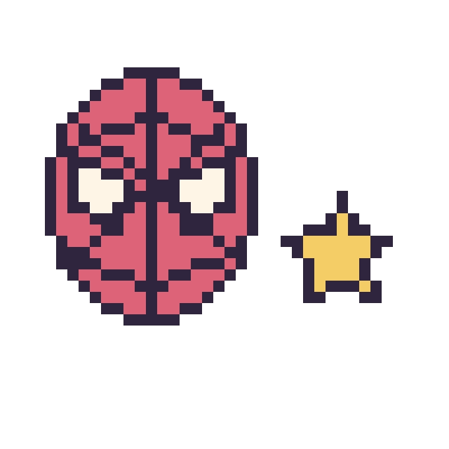 Modèle de pixel art Spider-Man et Étoile simple 10 × 10 sur une grille de 40 par 40 cases