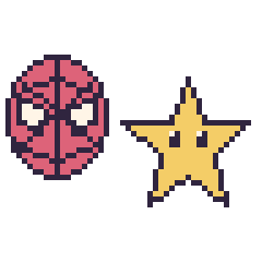 Pixel art Spider-Man et Étoile, grille 48 × 48
