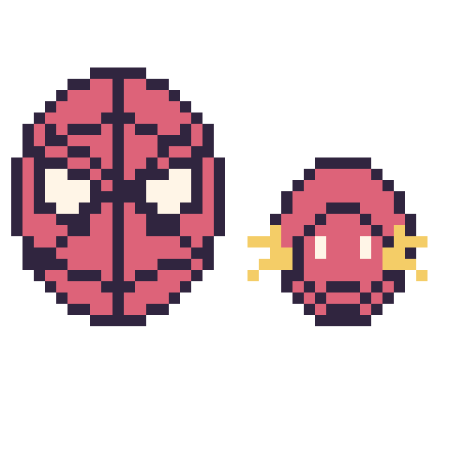 Modèle de pixel art Spider-Man et Flash mini sur une grille de 40 par 40 cases
