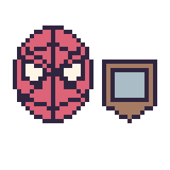 Pixel art Spider-Man et Bouclier Minecraft 16 × 16, grille 40 × 40