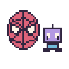 Pixel art Spider-Man et Robot kawaii 16 × 16, grille 40 × 40