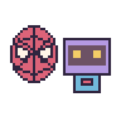Pixel art Spider-Man et Robot rétro, grille 48 × 48