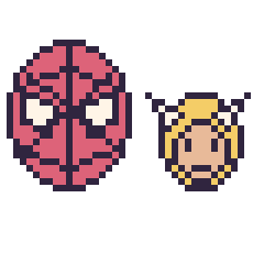 Pixel art Spider-Man et Thor mini, grille 40 × 40