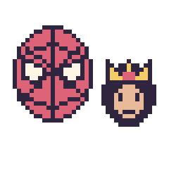 Pixel art Spider-Man et Wonder Woman mini, grille 40 × 40