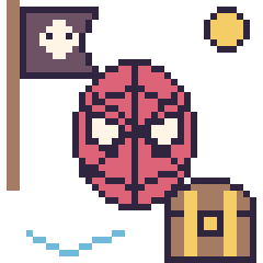 Pixel art Spider-Man en aventure pirate, grille 40 × 40