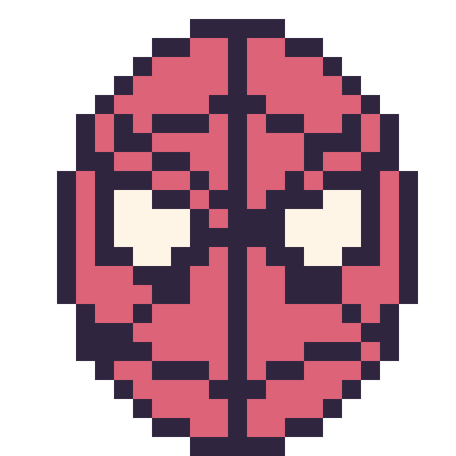 Modèle de pixel art Spider-Man sur une grille de 24 par 24 cases