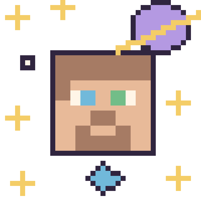 Modèle de pixel art Steve dans l’espace sur une grille de 40 par 40 cases