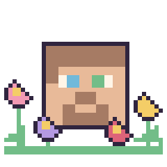 Pixel art Steve dans le jardin, grille 40 × 40