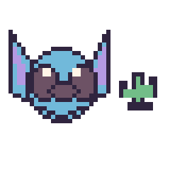 Pixel art Stitch et Cactus simple 10 × 10, grille 40 × 40