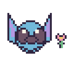 Pixel art Stitch et Fleur mini, grille 40 × 40