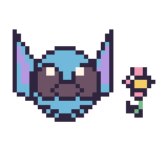Pixel art Stitch et Fleur simple 12 × 12, grille 40 × 40