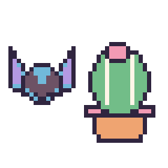 Pixel art Stitch mini et Cactus rond, grille 40 × 40