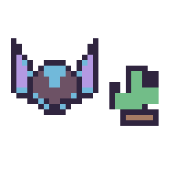 Pixel art Stitch mini et Cactus simple 12 × 12, grille 32 × 32