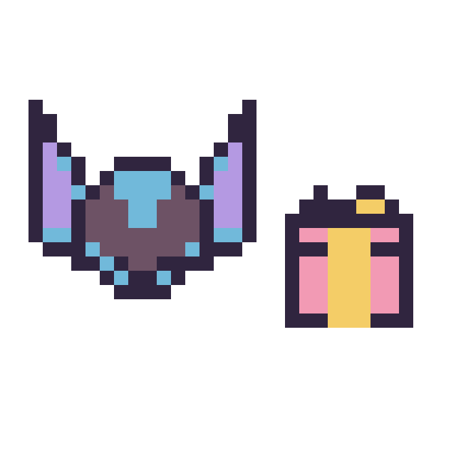 Modèle de pixel art Stitch mini et Cadeau simple 10 × 10 sur une grille de 32 par 32 cases