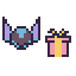 Pixel art Stitch mini et Cadeau simple 12 × 12, grille 32 × 32
