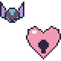 Pixel art Stitch mini et Cœur cadenas, grille 40 × 40