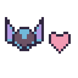 Pixel art Stitch mini et Cœur simple 10 × 10, grille 32 × 32