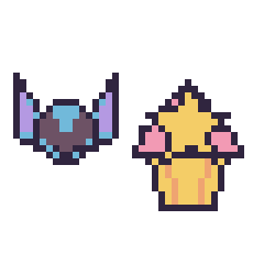 Pixel art Stitch mini et Cupcake avec une étoile, grille 40 × 40