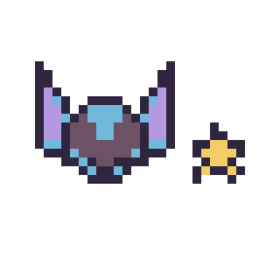 Pixel art Stitch mini et Étoile mini, grille 32 × 32