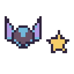 Pixel art Stitch mini et Étoile simple 10 × 10, grille 32 × 32
