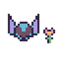 Pixel art Stitch mini et Fleur mini, grille 32 × 32