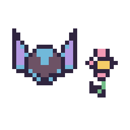 Pixel art Stitch mini et Fleur simple 12 × 12, grille 32 × 32