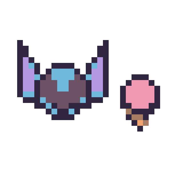 Modèle de pixel art Stitch mini et Glace simple 10 × 10 sur une grille de 32 par 32 cases