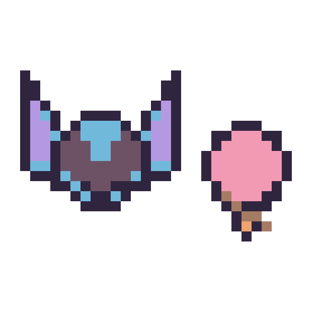 Modèle de pixel art Stitch mini et Glace simple 12 × 12 sur une grille de 32 par 32 cases