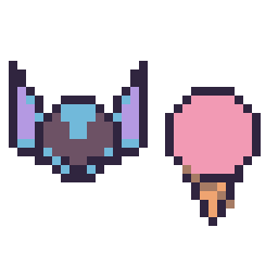 Pixel art Stitch mini et Glace simple 16 × 16, grille 32 × 32