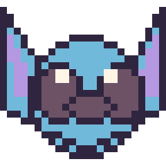 Pixel art Stitch, grille 24 × 24