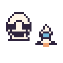 Pixel art Stormtrooper mini et Fusée simple 12 × 12, grille 32 × 32
