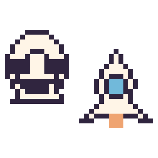 Modèle de pixel art Stormtrooper mini et Fusée simple 16 × 16 sur une grille de 32 par 32 cases