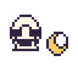 Pixel art Stormtrooper mini et Lune simple 10 × 10, grille 32 × 32