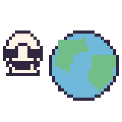 Pixel art Stormtrooper mini et Planète Terre, grille 40 × 40