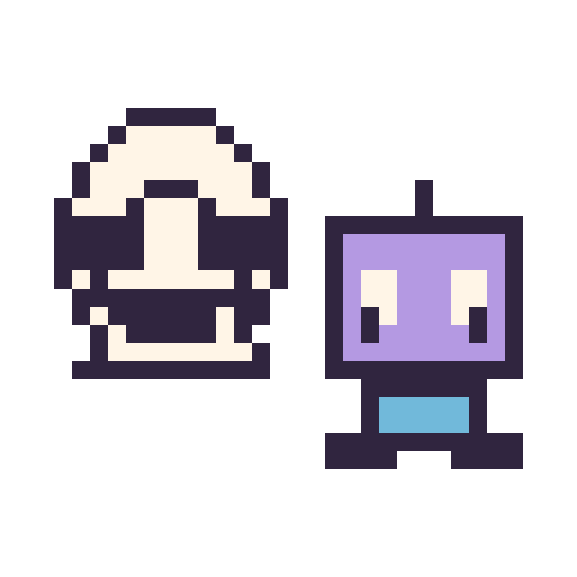 Modèle de pixel art Stormtrooper mini et Robot kawaii 16 × 16 sur une grille de 32 par 32 cases