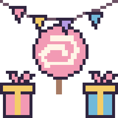 Pixel art Sucette pour un anniversaire, grille 40 × 40