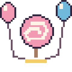 Pixel art Sucette avec des ballons, grille 40 × 40