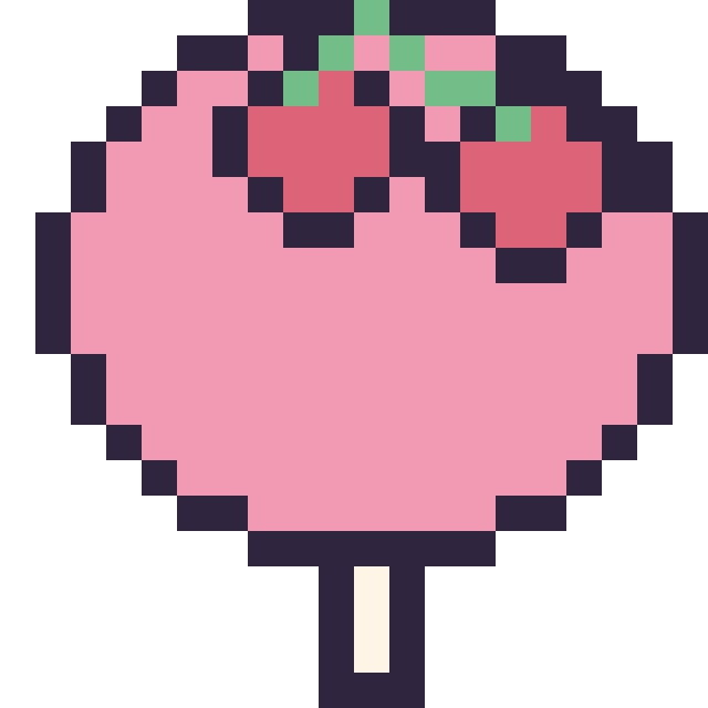 Modèle de pixel art Sucette avec des cerises sur une grille de 20 par 20 cases