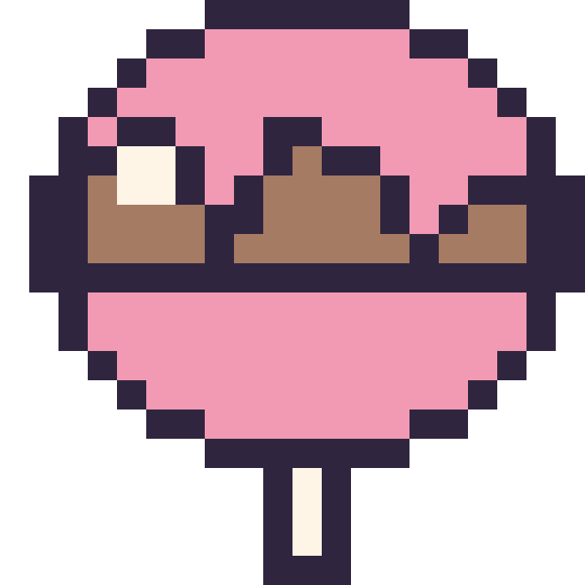 Modèle de pixel art Sucette au chocolat sur une grille de 20 par 20 cases