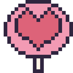 Pixel art Sucette avec un cœur, grille 20 × 20