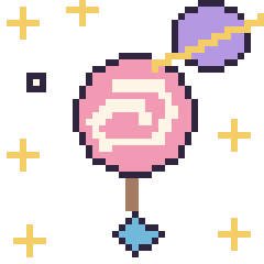 Pixel art Sucette dans l’espace, grille 40 × 40