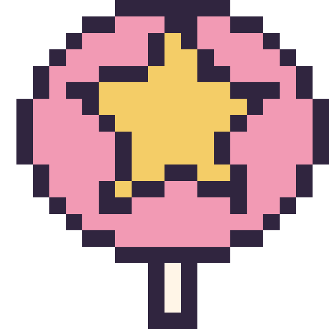 Modèle de pixel art Sucette avec une étoile sur une grille de 20 par 20 cases