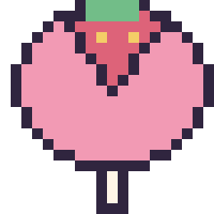 Pixel art Sucette avec une fraise, grille 20 × 20