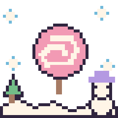 Pixel art Sucette en hiver, grille 40 × 40