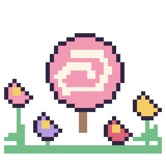 Modèle de pixel art Sucette dans le jardin sur une grille de 40 par 40 cases